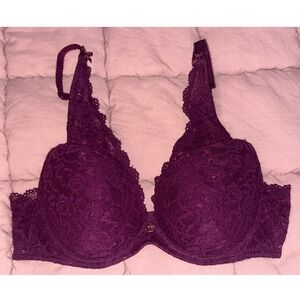 NEW Aubade Womens Burgundy Lace Underwire‎ Bra, Size 34B